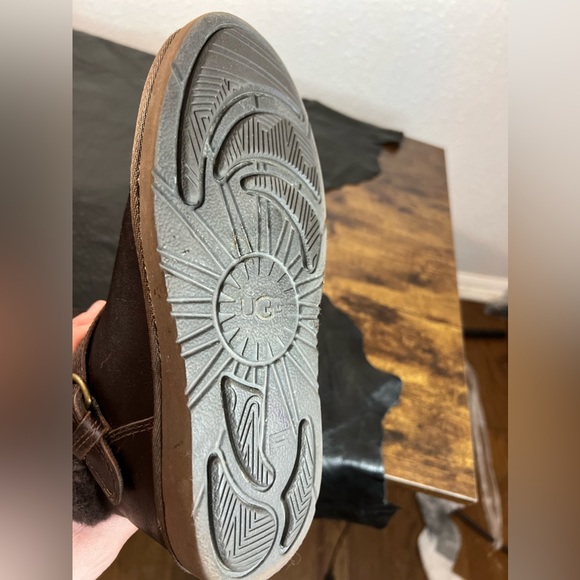 UGG | Women’s Sz 5 Brown Leather UGG Boots | Beckett Shearling Winter Boots New - Picture 10 of 14